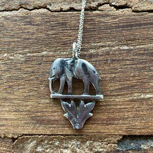 Sterling Silver Elephant Pendant Spoon Necklace